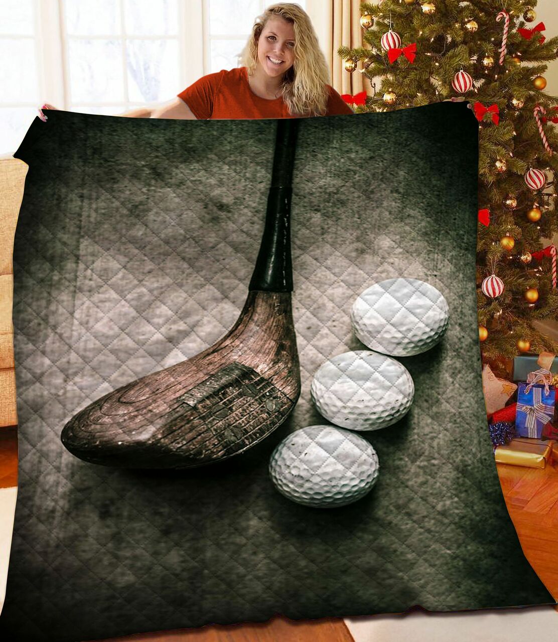 Golf Quilt Bedding Set for Bedroom Decor, Personalized Gift for Family