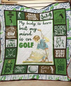 Golf Quilt Blanket Bedding Set with Personalized Name, Great for Home Decoration and Golf Lovers