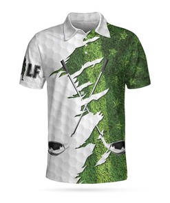 Golf Ripped Polo, Golf Clubs & Course, American Golfer 3D Polo Shirt