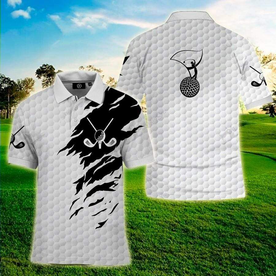 Golf Scratch Black And White Polo Shirt