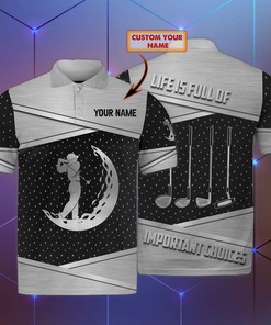 Golf Silver Custom Name Polo Shirt