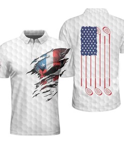 Golf Skull American Flag Polo Shirt