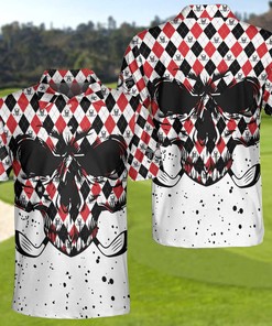 Golf Skull Red Black And White Polo Shirt