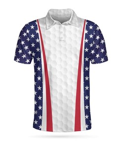 Golf Texture American Flag 3D All Over Printed Polo Shirt