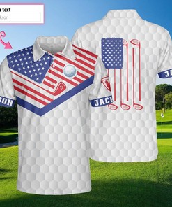 Golf Us Flag Polo Shirt