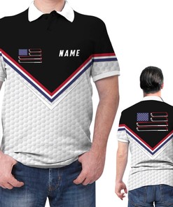 Golf White Geometric Hexagon Custom Name Polo Shirt For Golfers