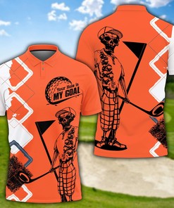 Golf Your Hole Is My Goal Orange White Polo Shirt