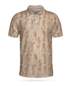 Golfer Pencil Painting Short Sleeve Polo Shirt - Father's Day Gifts