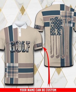 Golfer Polo Shirt, Golf American Flag Custom Your Name