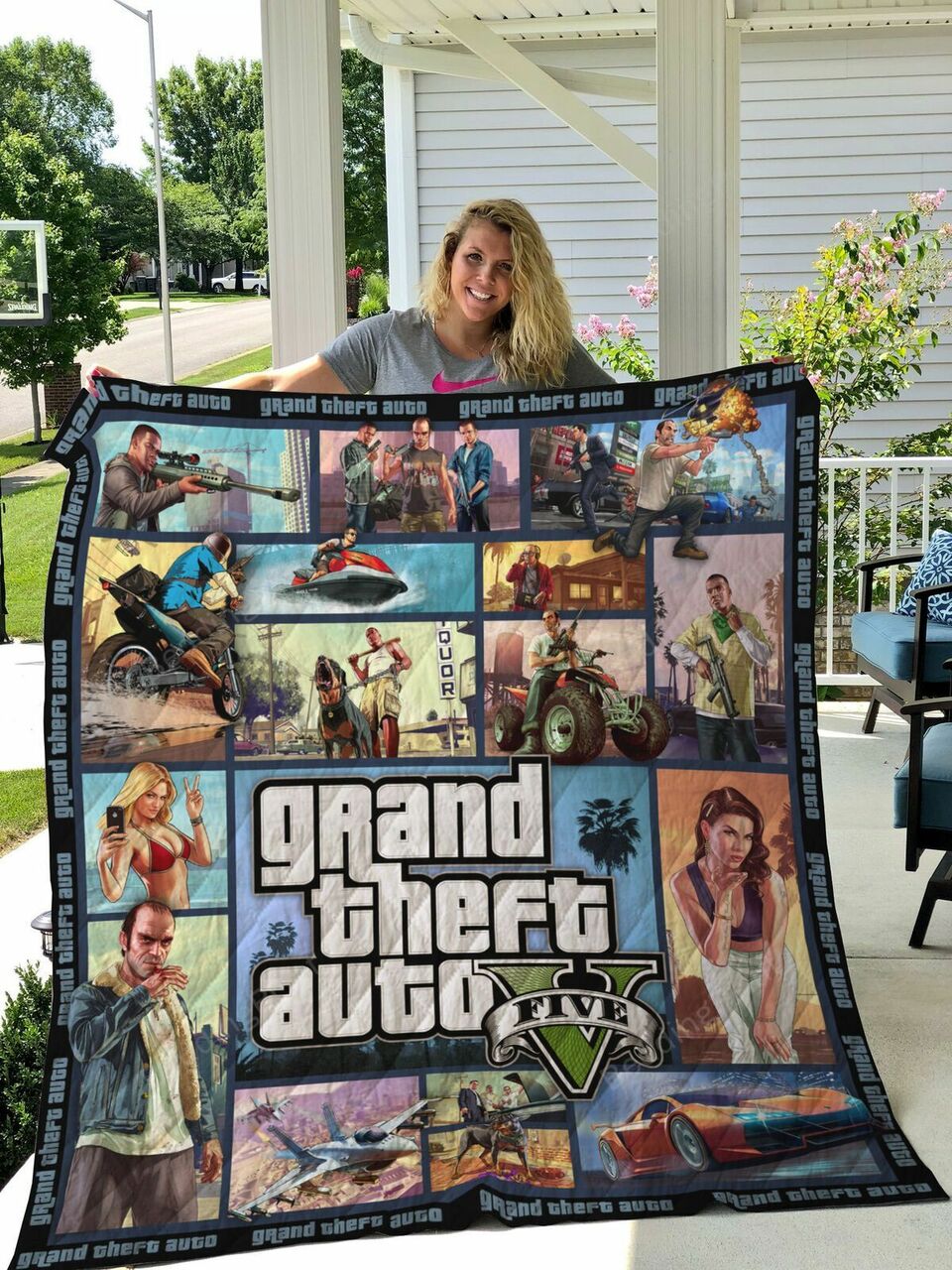 Grand Theft Auto V Quilt Bedding Set Blanket Gifts Birthday Christmas Grand Theft Auto V Fan