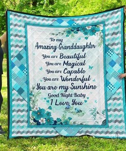 Granddaughter Amazing Daughter Good Night Baby Blanket Quilt Bedding Set Bedroom Decor, Gifts for Family