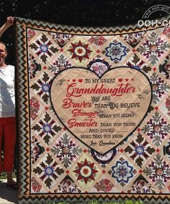Granddaughter Grandma Braver Stronger Smarter And Loved Love Grandma Blanket Quilt Bedding Set