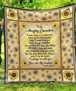 Grandson Grandma You Are My Sunshine Love Nana Blanket Quilt Bedding Set Bedroom Decor, Gifts for Family