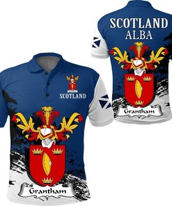 Grantham Scottish Family Crest Scotland Special Polo Shirt - Golf Shirt
