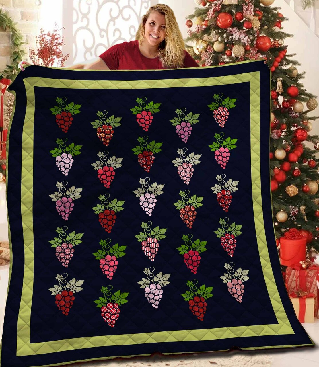 Grape Quilt Bedding Set Bedroom Decor, Gifts for Family