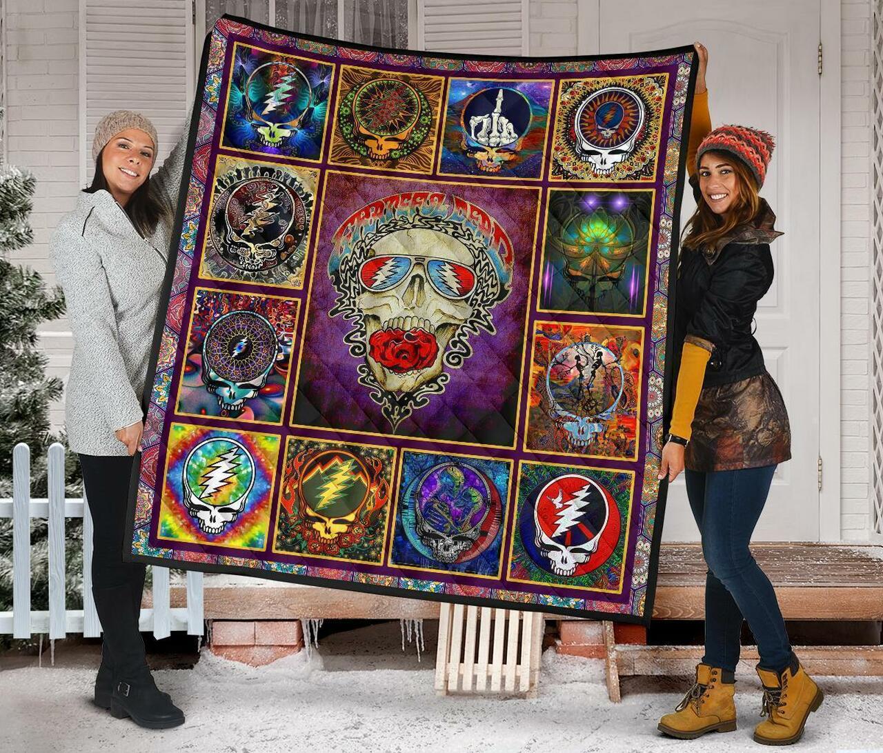 Grateful Dead Head Quilt Bedding Set - Great for Gifts for Fans and Family Decor