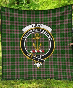 Gray Hunting Tartan Clan Badge Quilt Bedding Set Bedroom Decor, Gifts for Family