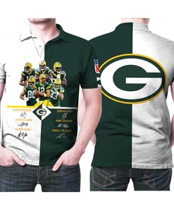Green Bay Packers 6 Legend Players Signatures 3D Printed Gift For Green Bay Packers Fan Polo Shirt