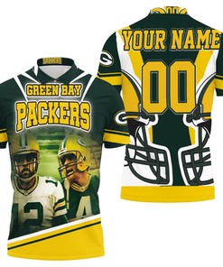 Green Bay Packers Aaron Rodgers 12 And Brett Favre 4 For Fans Personalized Polo Shirt