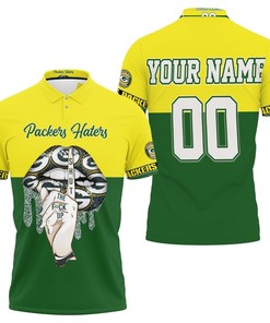 Green Bay Packers Hatter Shut The F Up Shhh Glitter Pattern Lips Fan 3D Personalized Polo Shirt