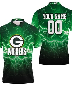 Green Bay Packers Lightning Green 3D Personalized Polo Shirt