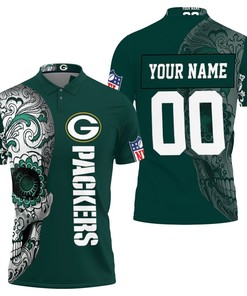 Green Bay Packers Nlf Fan Sugar Skull 3D Personalized Polo Shirt