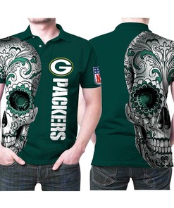 Green Bay Packers Nlf Fan Sugar Skull 3D Printed Gift For Green Bay Packers Fan Polo Shirt