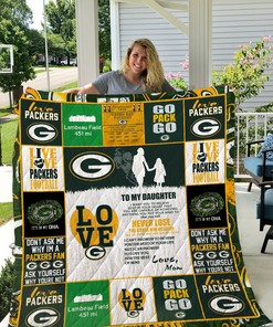 Green Bay Packers To My Daughter Love Mom Quilt Bedding Set Bedroom Decor, Gifts for Family