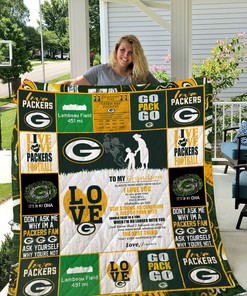 Green Bay Packers To My Grandson Love Grandmom Quilt Bedding Set Bedroom Decor, Gifts for Family