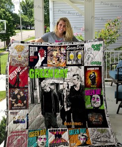 Green Day Poster Quilt Blanket Bedding Set Great for Bedroom Decor and Gifts for Fans