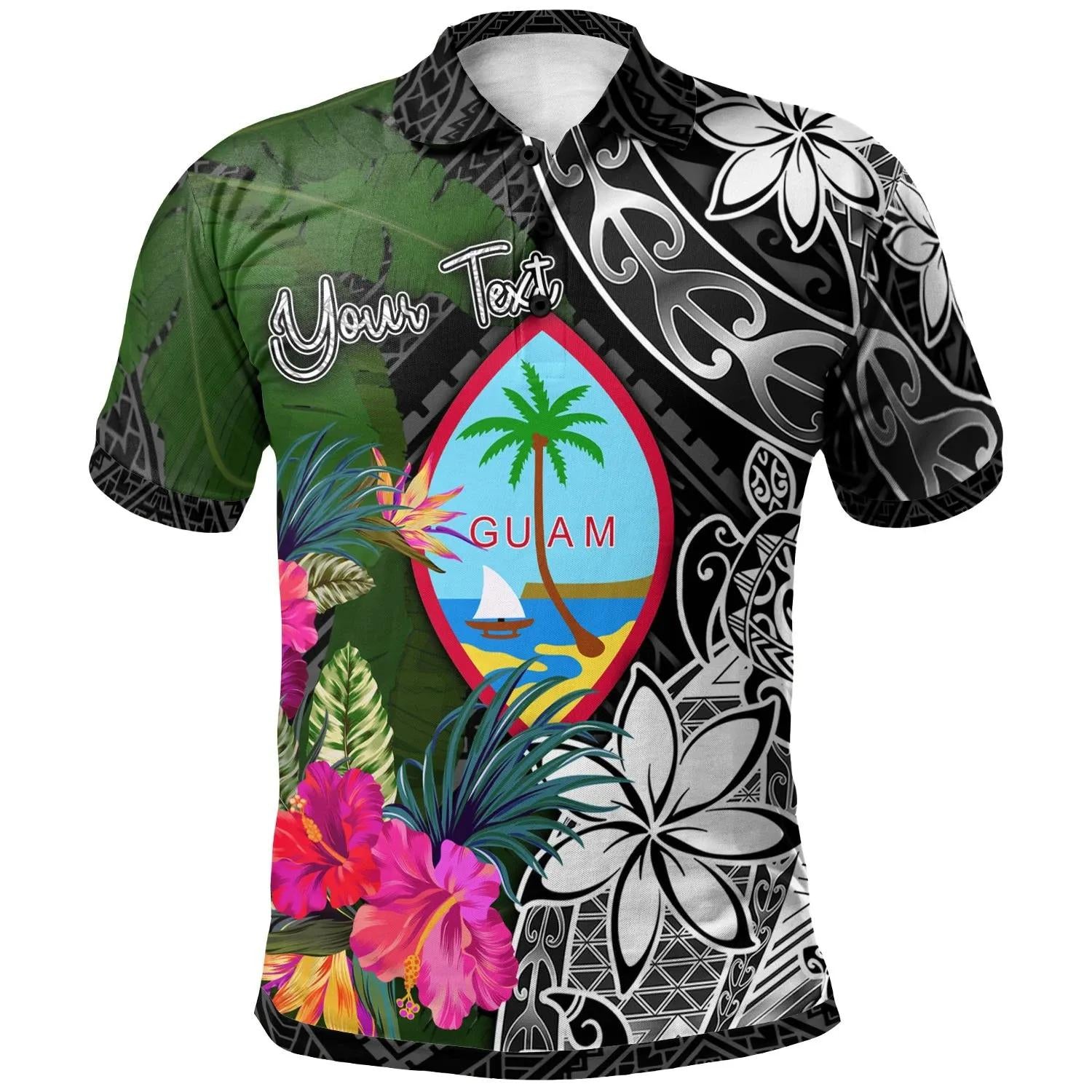 Nauru Personalised Polo - Summer Hibiscus