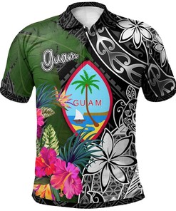 Guam Polo Shirt - Turtle Plumeria Banana Leaf