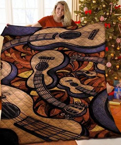 Guitar Quilt Blanket Set - Add Your Name or Sentence for Unique Decor