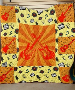 Guitar Style One Quilt Bedding Set Great for Bedroom Decor and Family Gifts