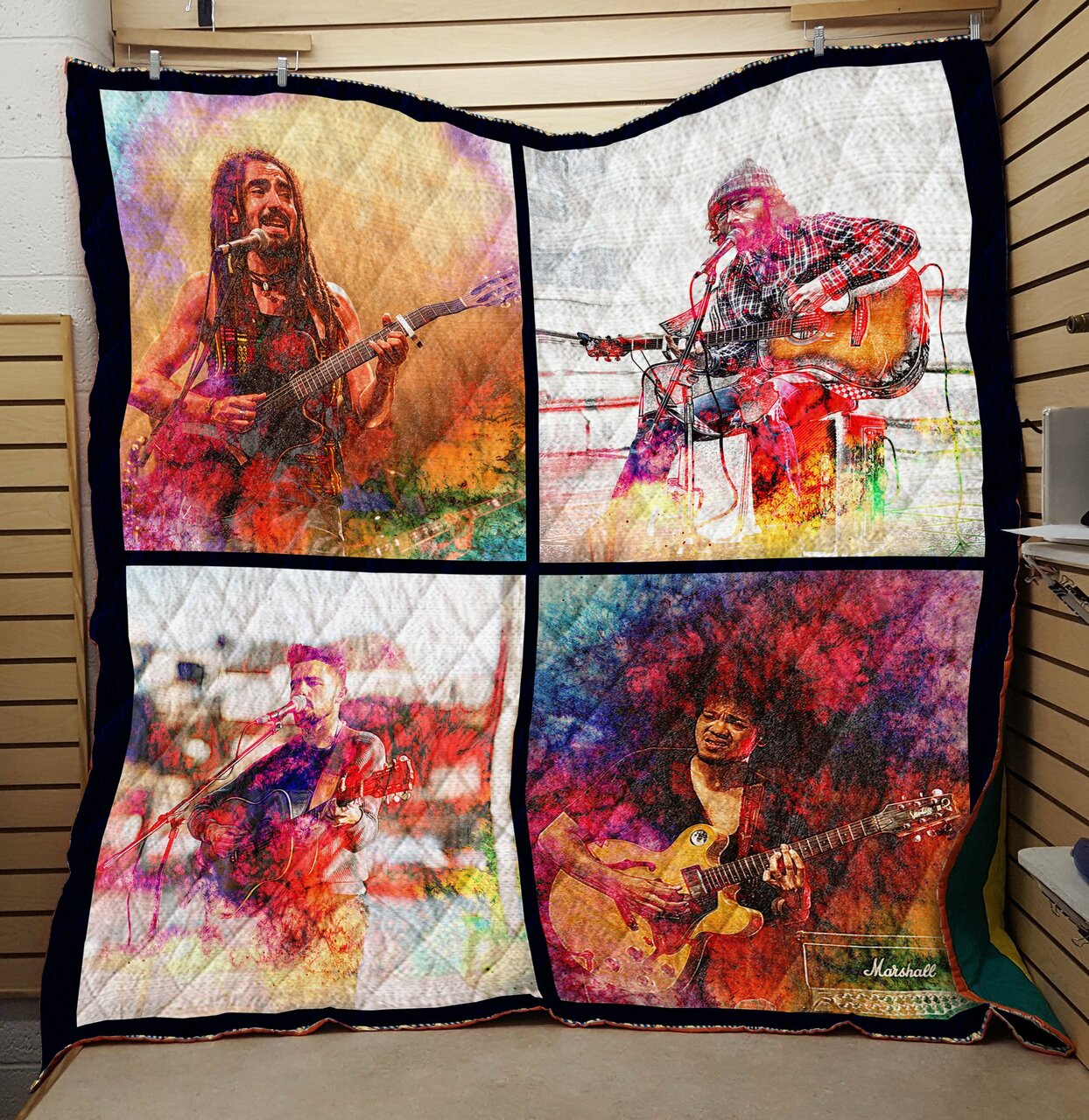 Guitar Style Vintage Quilt Bedding Set - Great for Bedroom Decor and Family Gifts