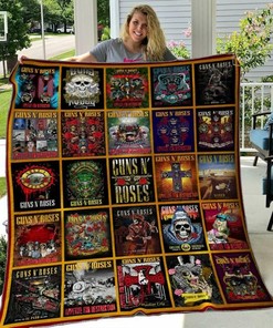 Guns N Roses Quilt Bedding Set Blanket Limited Quilt Bedding Set Blanket Bedroom Decor, Gifts for Family