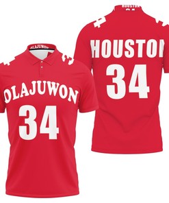 Hakeem Olajuwon Houston Rockets 1993-94 Hardwood Classics Red Jersey Polo Shirt