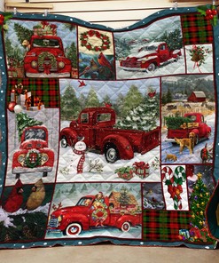 Hallmark Movies Red Truck Christmas Blanket Quilt Bedding Set Bedroom Decor, Gifts for Family