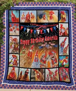 Happy Birthday America Blanket Quilt Bedding Set Bedroom Decor, Gifts for Family