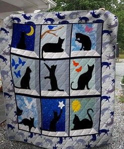 Happy Cat Quilt Bedding Set Bedroom Decor, Gifts for Family
