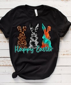 Happy Easter Bunny T-Shirt - Rabbit Ears Cross Sublimation Tee Design