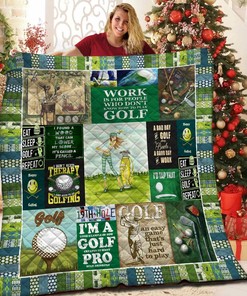 Happy Golfing Quilt Bedding Set Great for Bedroom Decor and Family Gifts