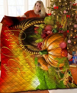 Happy Thanksgiving Personalized Quilt Blanket Bedding Set for Home Decoration and Family Gifts