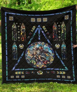 Harry Potter Stain Glass Style Fan Gift Idea Quilt Bedding Set Bedroom Decor, Gifts for Family
