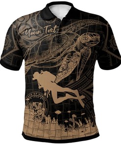 Hawaii Custom Personalized Polo Shirt - Scuba Diving With Turtle
