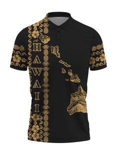 Hawaii Hawaii Map Turtle Hibiscus Pattern Tropical Fruits Polo Shirt All Over Print