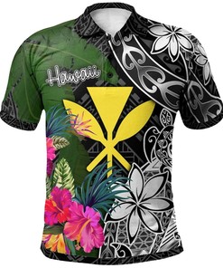 Hawaii Polo Shirt - Turtle Plumeria Banana Leaf