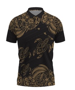 Hawaii Polynesian Gold Sea Turtle Tattoo Cultural Polo Shirt All Over Print