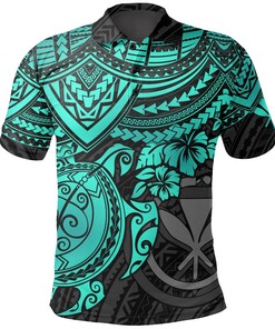 Hawaii Polynesian Polo Shirt, Turtle Hibiscus Golf Shirt