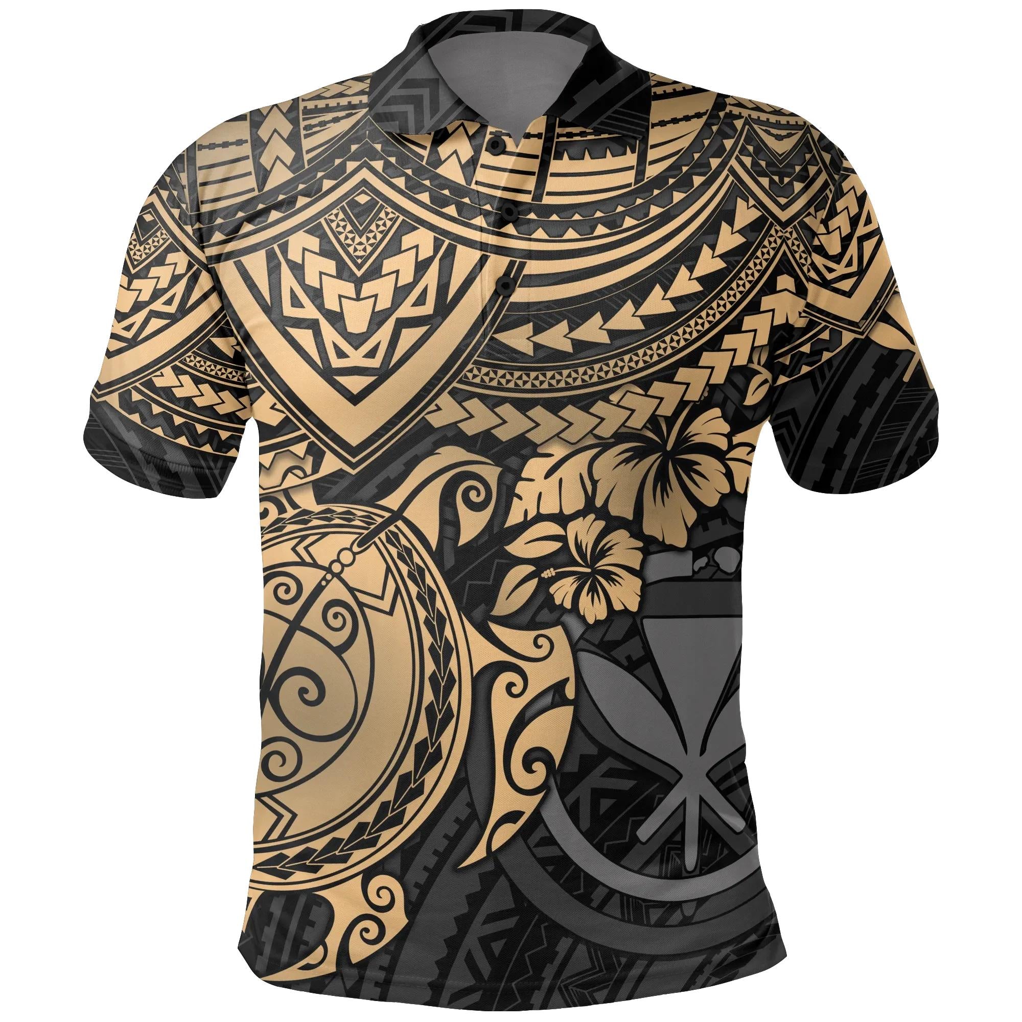 Hawaii Polynesian Polo Shirt, Turtle Hibiscus Golf Shirt Gift